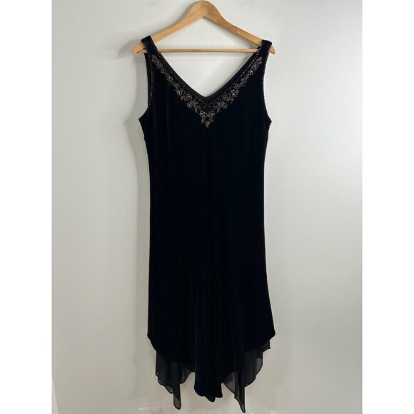 Positive Attitude Dress Womens 14 Velvet Beaded Evening Cocktail Party Elegant - Picture 1 of 10